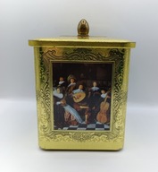 Ciekawa stara metalowa puszka pojemnik z pokrywką - kolekcjonerska