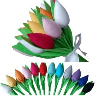 Dzień Matki tulipany z materiału ręcznie szyte 13 kolorów bilecik folia