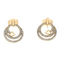 70772 Kolczyki 18K pozłacane 18/14 MM eleganckie kręgi cyrkonii z sercem