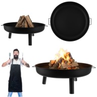 PALENISKO OGRODOWE METALOWE GRILL NA OGNISKO DUŻE TRÓJNÓG Z UCHWYTAMI 80CM