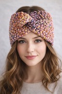 Ręcznie robiona opaska turban – szeroka, unikatowa,Handmade Jesień, Zima