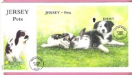 Anglia Jersey 2003, FDC bl. Zwierzęta domowe, pies, kot, królik
