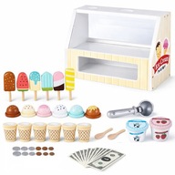 LODZIARNIA DREWNIANA ZABAWKA Z LODAMI ŚWIETNY ZESTAW DLA DZIECKA SOLIDNA