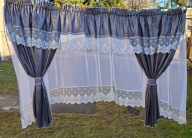 Firana gotowa z zasłonkami na jednej taśmie 400x160 cm jak nowa