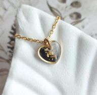 Mała zawieszka serduszko, czarno-złote, stal chirurgiczna, minimalistyczna