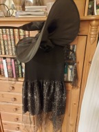 Sukienka halloween,diablica, wróżka,kapelusz 5-7 l