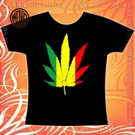 Koszulka damska czarna - TRAWKA rasta - L