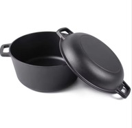 Garnek tradycyjny żeliwny zestaw 2w1 garnek + patelnia żeliwna 2el 4,5 l