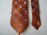 IKE BEHAR NY jedwabny żakard krawat koniak