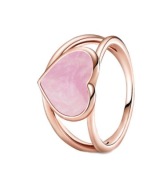 PIERŚCIONEK PANDORY różowe serce gold rose