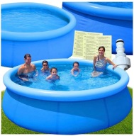 BASEN ROZPOROWY RODZINNY OGRODOWY OKRĄGŁY Z KOŁNIERZEM DMUCHANY 300 X 76 CM