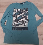 C&A turkusowa bluzka z długim rękawem 158/164