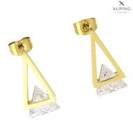73691 Kolczyki złota stal chirurgiczna trójkąt z kryształkiem