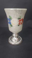 Stary szklany kielich ręcznie malowany design
