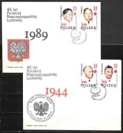 *FDC ROCZNIK 1989 Fi 3058-61 kas. 2 szt. 45 LECIE PRL / komplet