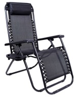 Leżak Ogrodowy wygodny Składany Mocny Fotel Plażowy Czarny krzesło kemping