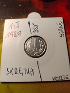 1 ZŁ.1989r,DESTRUKT-SKRĘTKA 350' STAN MENNICZY.PŁASKI ORZEŁ.