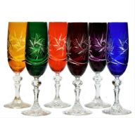 KRYSZTAŁOWE Kolorowe Kieliszki do Szampana Z.180 ml Mł. Szlifowane Polskie
