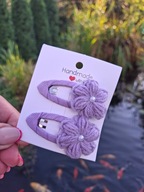 Spinki spineczki do włosów szydełkowe kwiatki handmade 2 szt.