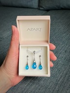 Srebrny komplet kolczyki i wisiorek niebieskie krople