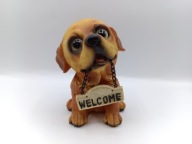 Golden retriever szczeniak z napisem Welcome świetny 14cm - świetna figurka