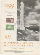 Olimpiada Helsinki 1952 - program olimpijski ze stemplempierwszego dnia
