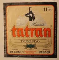 ETYKIETA - tatran - Kamzik - TMAVE PIVO - PIVOVAR TATRAN - POPRAD