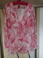 BLUZKA DŁUŻSZA-TUNIKA ŁADNA BIAŁA W CZERWONE WZORY R.XL/XXL