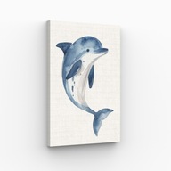 Obraz na Płótnie 30x40cm Delfin Akwarela Ocean Pokój Dziecięcy Dekoracja