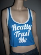 BERSHKA crop top niebieski Really Trust Me r. S 36