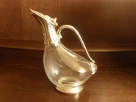 Karawka na wino kryształowa z okuciami platerowymi