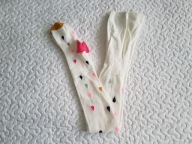 Cool Club rajstopy ecru i kolorowe łezki nowe roz 134-140