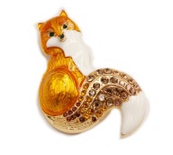 Piękna broszka stal - LIS,złoty,rudy