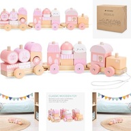 NAVARIS Drewniany Pociąg Lokomotywa Z Klockami - ŚWIETNA ZABAWA NA DŁUGO