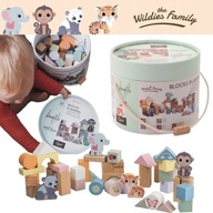 EKOLOGICZNE DREWNIANE KLOCKI W WIADERKU JOUECO ZWIERZĘTA 50EL. OD 1 ROKU