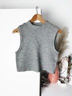 Szary krótki top sweterkowy Noisy May, półgolf, minimalistyczny