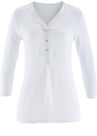 17305 BLUZKA BIAŁA TUNIKA DŻERSEJ SZYFON rękaw 3/4 rozmiar 40