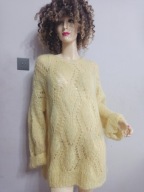 SWETER obszerny ażurowy MOHEROWY