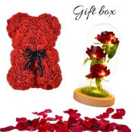 ZESTAW DUŻY MIŚ + WIECZNA RÓŻA ZESTAW NA WALENTYNKI