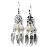 MR01 Kolczyki kamienie MORGANIT skrzydła - łapacz snów !