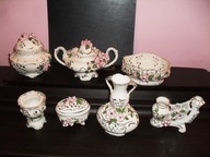 ZESTAW AŻUROWA SZKATUŁKA ŚWIECZNIK KOSZYK RÓŻE