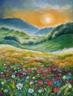 SŁONECZNA ŁĄKA impresja Obraz olejny 30/40 Sylwiana Herbańska