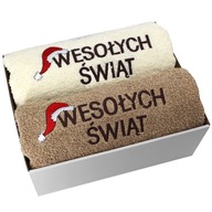 ŚWIĄTECZNY KOMPLET GRUBYCH RĘCZNIKÓW Z HAFTEM NA PREZENT MIKOŁAJ ŚWIĘTA
