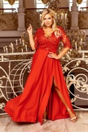 Crystal suknia wieczorowa plus size 50 rękaw 3/4 czerwony