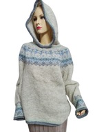 SWETER WEŁNIANY z kapturem domowa robota 40/42/44