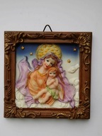 Obrazek Matki Boskiej z Dzieciątkiem o wymiarach 10,5 x 10,5 cm