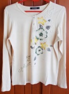 Bluzka bawełniana zdobiona aplikacja kryształki kwiaty XXL