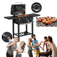 GRILL WĘGLOWY OGRODOWY Z POKRYWĄ POPIELNIK TERMOMETR REGULACJA PALENISKA
