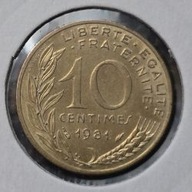 *FRANCJA [0113]*10 centymów CENTIMES 1981 Piąta Republika, Marianna Rośliny