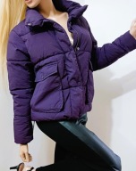 S_I_N_S_A_Y fioletowa kurtka puchowa krótki fason luźny fason XS